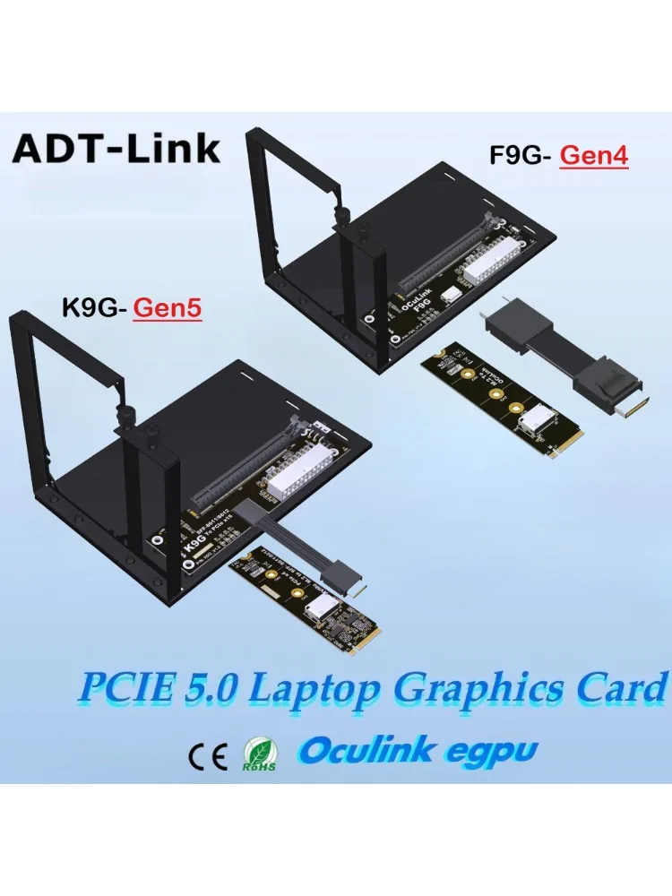 ADT-Link K49SA-BK eGPU OCuLink Dock GPU PCIe 4.0 5.0 x4 Gen 5/4 PC Notebook Laptop do Zewnętrznego Złącza Karty Graficznej M.2 OcuLink — zdjęcie produktu 7