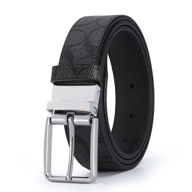 

Luxury Fashion Male Reversible Leather Belt Men Business Trouser Belt Genuine Men Leather Belts For Jeans Dark Brown Black