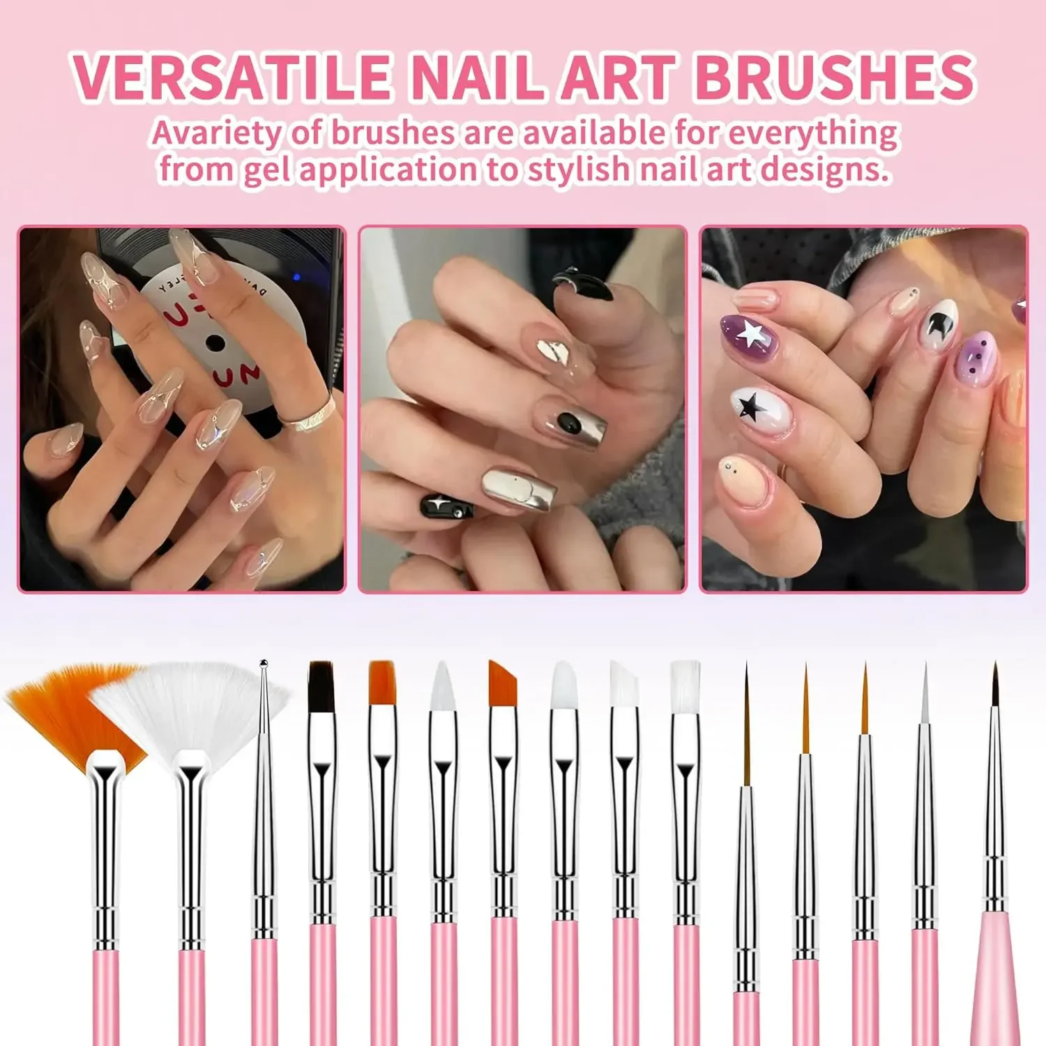 Beginner Nail Art Brush Set – a complete set of essential tools for nail painting, suitable for both nail salons and home DIY