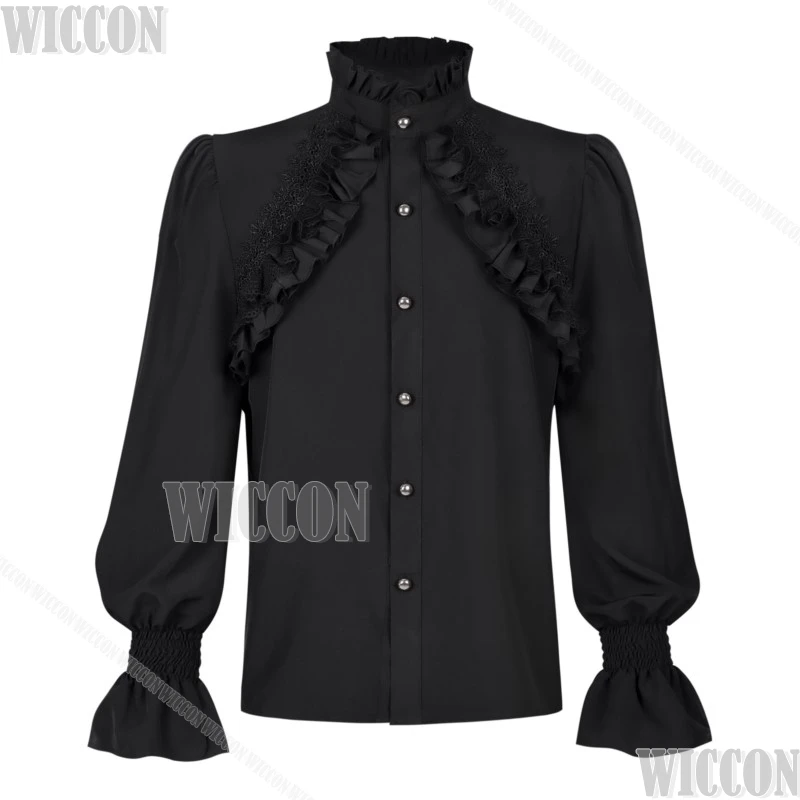 

Темная готическая кружевная блузка, рубашка, 2 цвета, винтажный топ, одежда для косплея на Хэллоуин, черная рубашка, 2025 год, костюм унисекс на Хэллоуин Comic Con