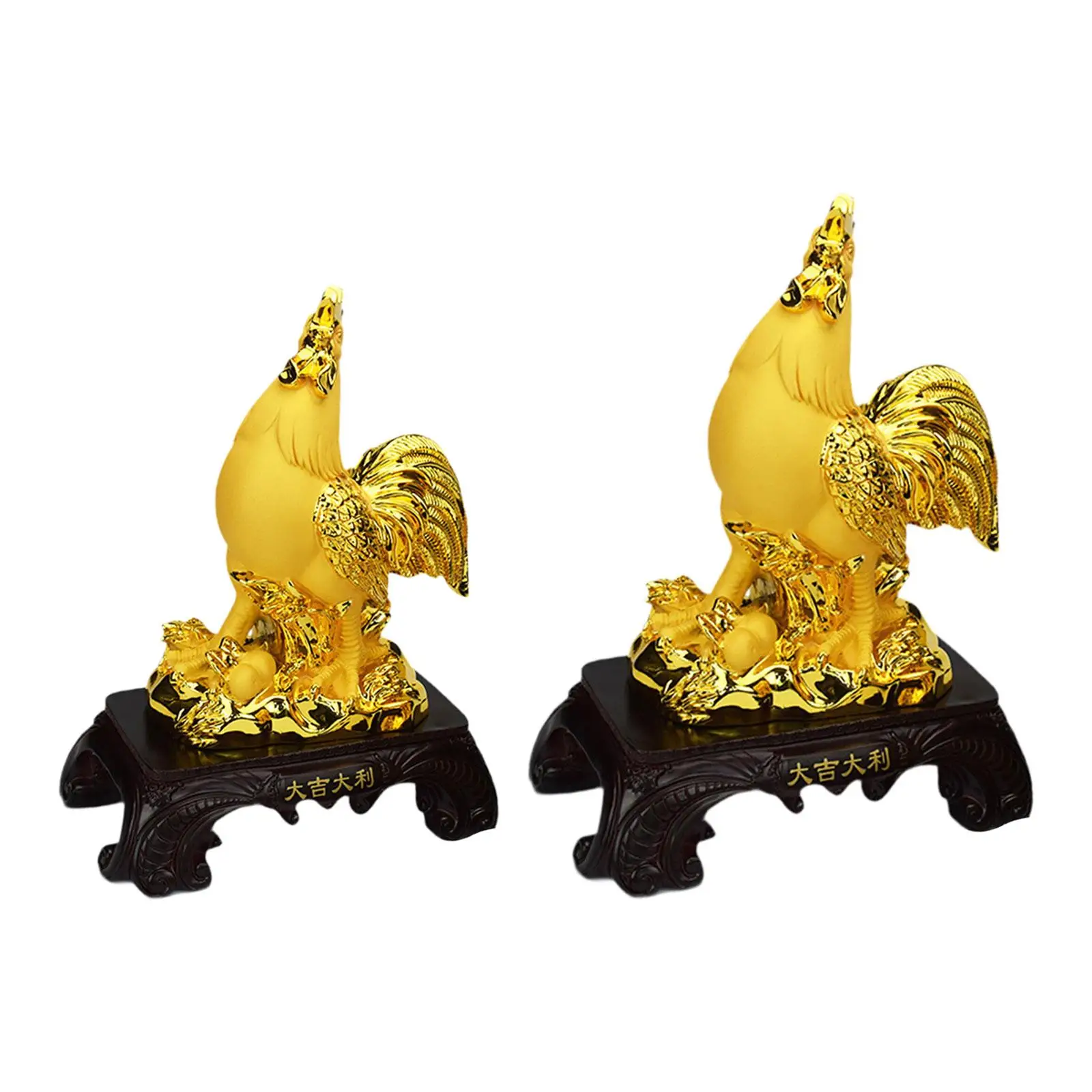 

Golden Color Chinese Zodiac Rooster Statue Hand Painted Resin Sculpture Decorative Desk Decoration for Cabinets Multifunctional