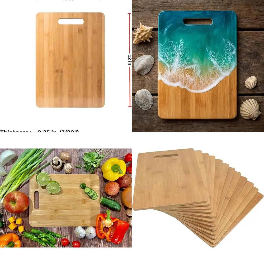 

12-Pack Bamboo Serving Boards - 12x9 Minimalist Wood Platters for Snacks, Cheese, Appetizers, Engraving, and Decor