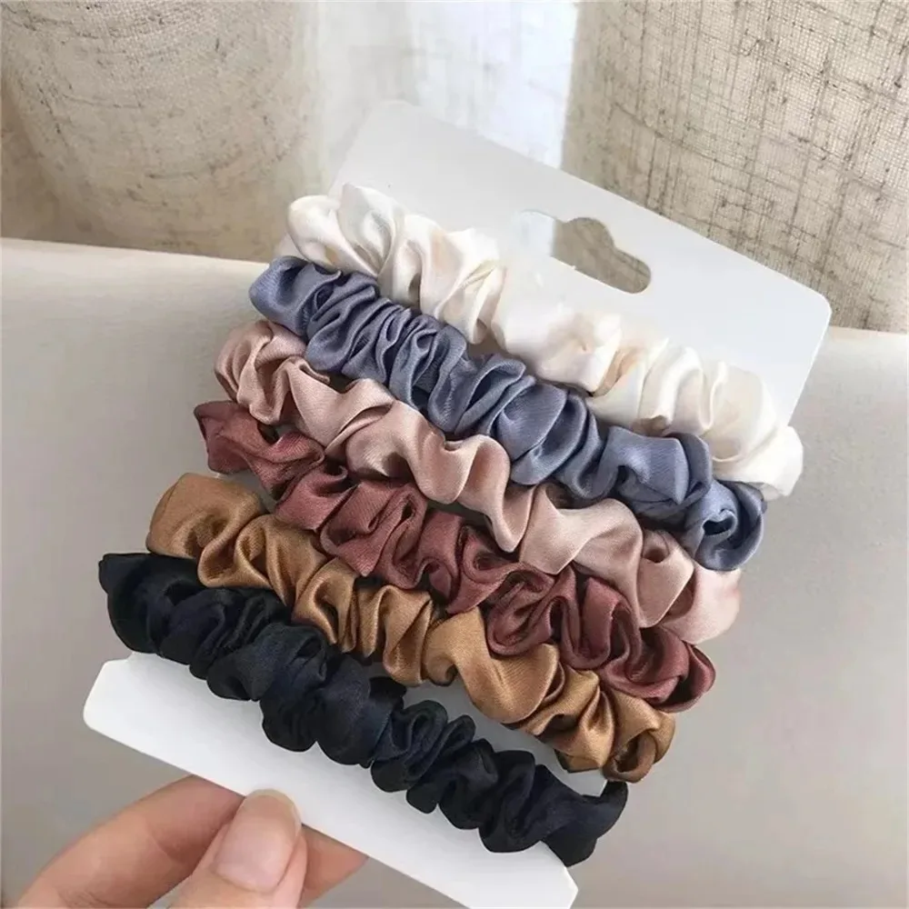 6Pcs Soft Satin Hair Scrunchies, Non-Slip Elastic Hair Bands, Silk Feel Hair Ties, Vintage Accessories for Women Girls view 6