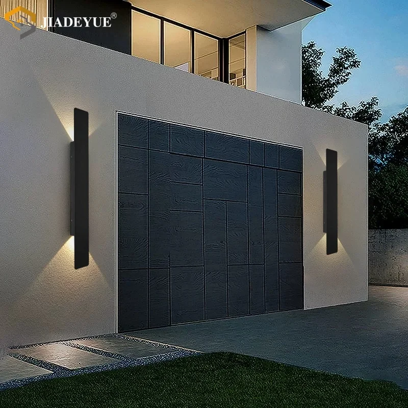 Lámpara de pared larga impermeable para exteriores, lámpara de pared LED moderna y sencilla para arriba y abajo, lámpara de pared de fondo para