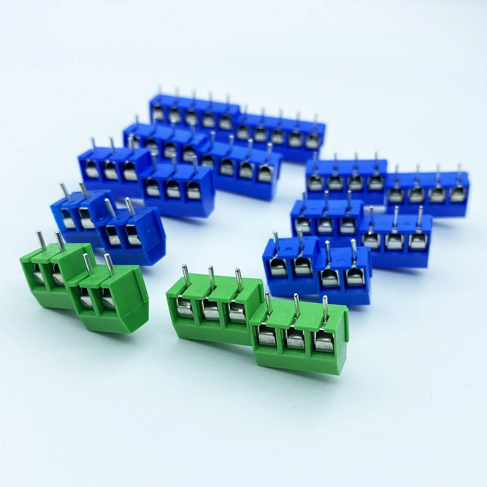 10Pcs KF301 2/3/4/5Pin Spliceable Plug-in Screw Wire Terminal Block KF301-2P KF301-3/4P Pitch 5.0mm Straight PCB Mount Connector