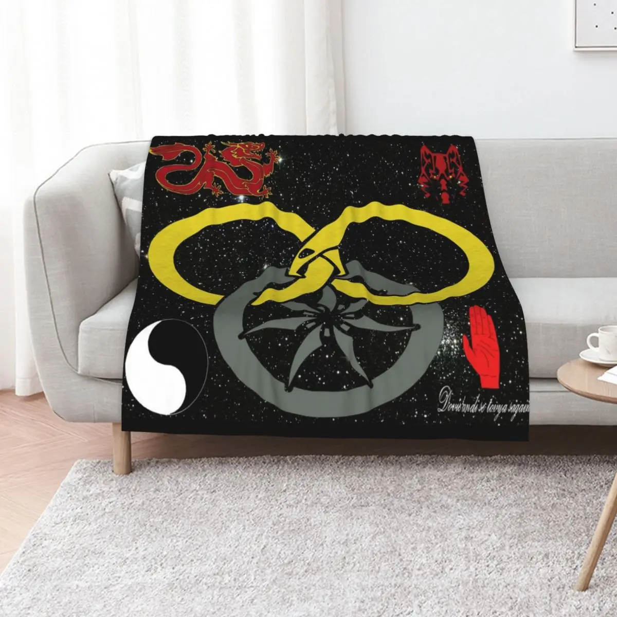 Manta decorativa con motivos de «El ciclo del tiempo» (Tel'aran'rhiod) y símbolos, ideal para camas, como manta térmica para viajar en invierno, con motivos de anime y con un tejido suave y afelpado.