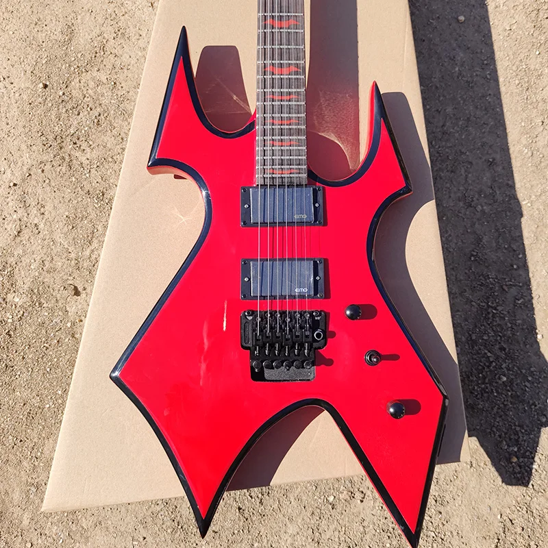 In stock B.O.C.RICH RED Flame Maple Top shaped electric guitar.Ebony finger board, in stock, fast shipping