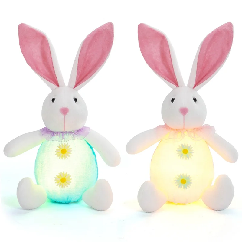 A98Z Easter Bunny Decorations Easter Gnomes LED Easter Decor Spring Decorations For Home Handmade Swedish Tomte Doll 2Piece