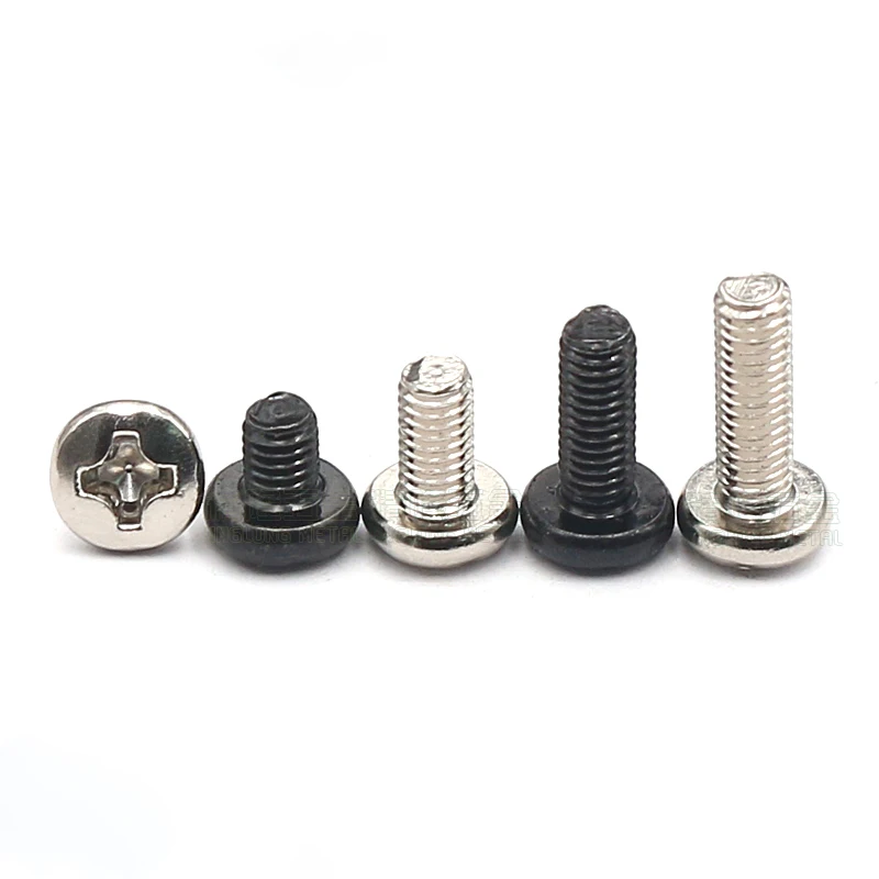 

100Pcs/lots M3*6/7/8/9.5/10/12/13mm Small Nickel/Zinc Plated Steel Cross Phillips Pan Round Head Machine Screws Blots