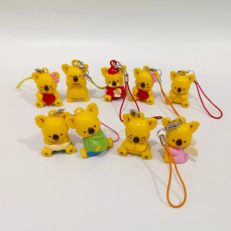 노란색 아기 곰 코알라 곰 애니메이션 솔리드 PVC 그림 Kawaii 귀여운 모델 인형 전화 매력 장식 장난감 소장품 아이를위한 선물