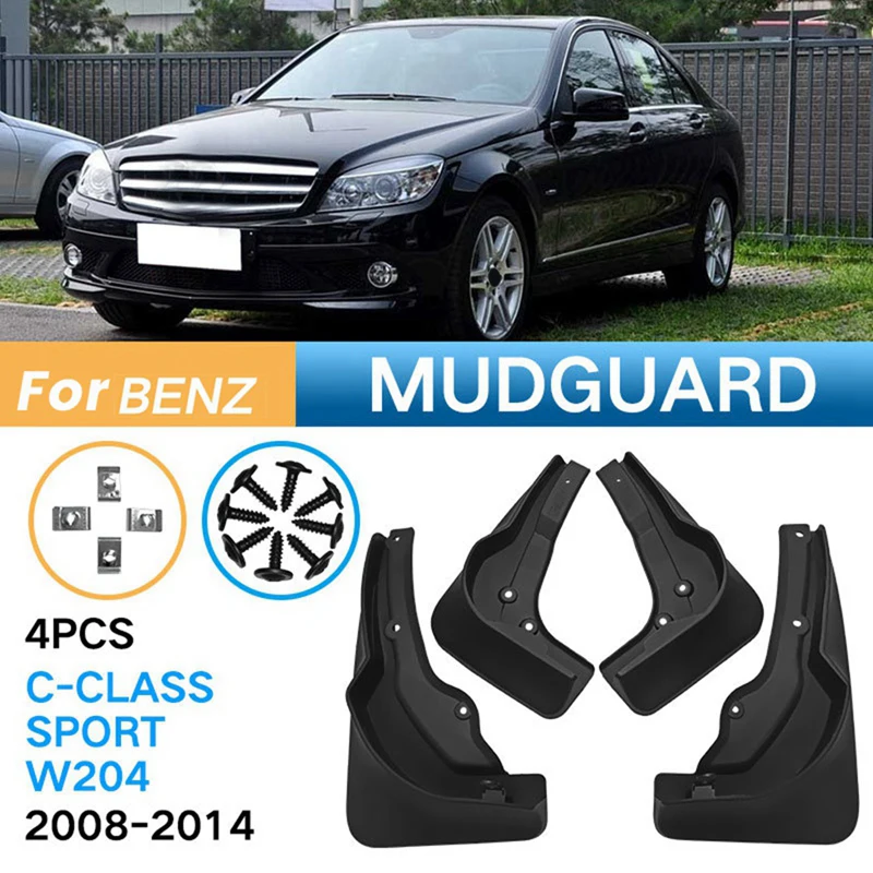 4PCS Car Mudguard Mud Flaps Splash Mud Guard Fender For Mercedes Benz W204 Sport C-Class 2008-2014 C180 C200 C300