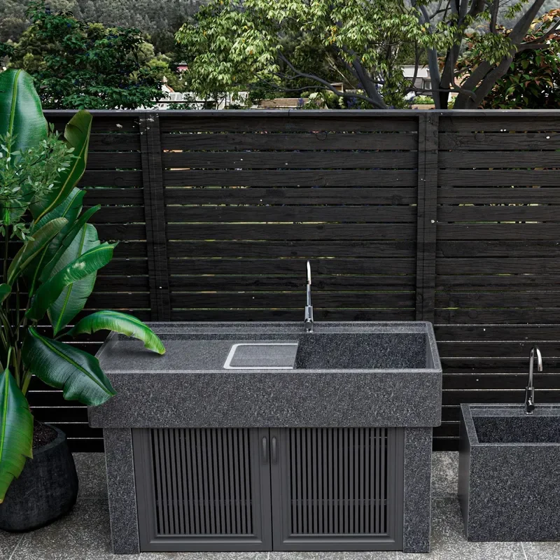 Granite Laundry Pool Basin Integrated Outdoor Sink Washboard with Balcony Laundry Cabinet Outdoor Wash Basin for Courtyard