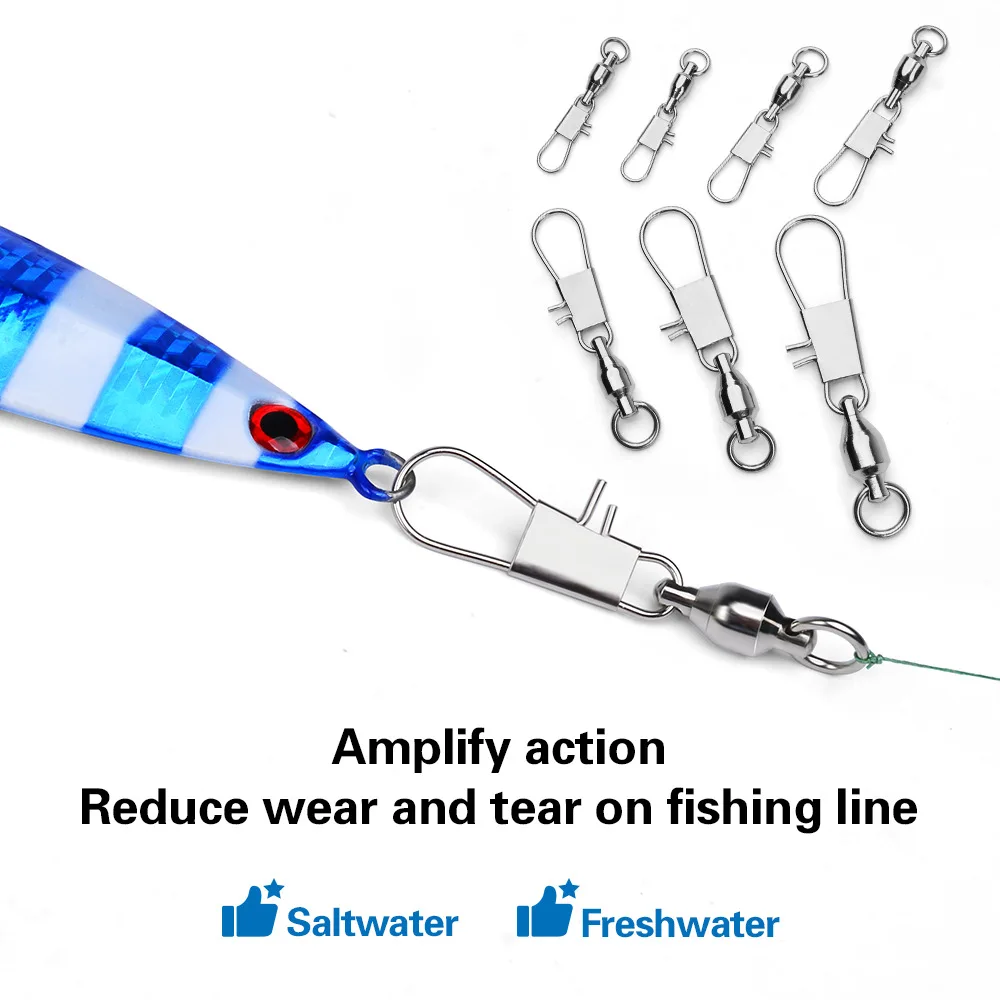 20Pcs Fishing Swivels Ball Bearing Interlock Snap Pin Stainless Steel Fishing Accessories Fishing Lures Pin Connector Fish Tools view 6