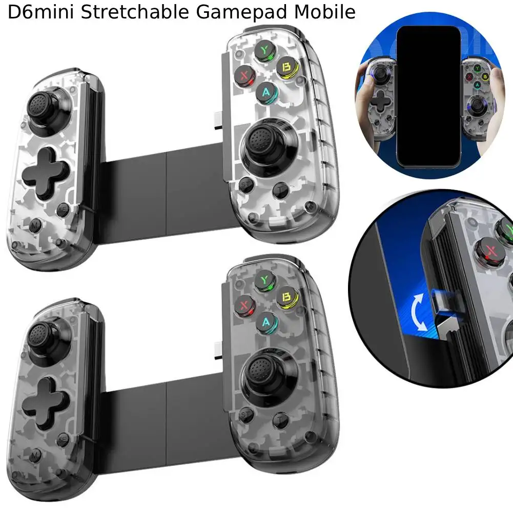 

Игровой контроллер D6Mini с функцией растягивания, джойстиком с вибрацией и датчиками Холла для Switch/Android/IOS/PC, складной геймпад с разъемом Type-C