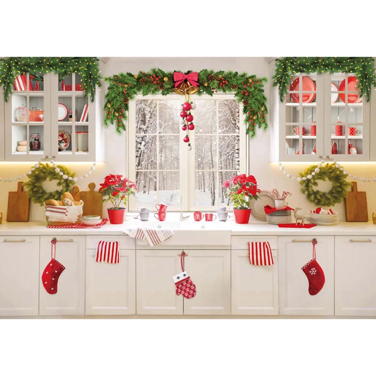 Allenjoy fondo de cocina de Navidad