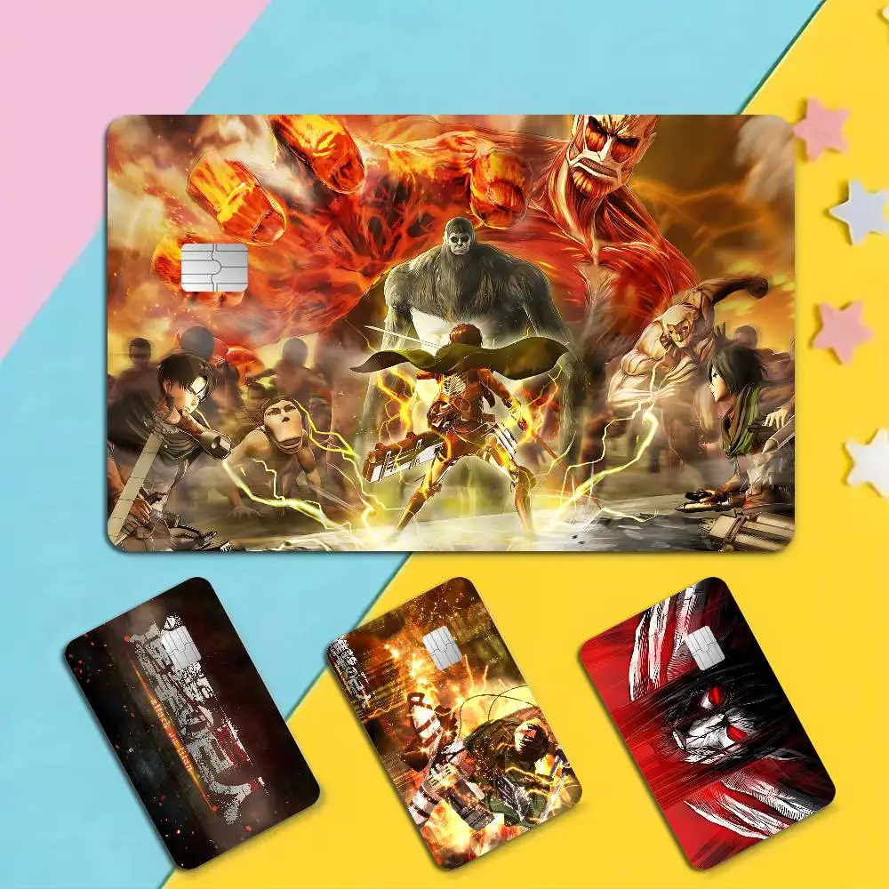 A-Attack On Titan Anmie Credit Card Skin Stickers No Adhesive Residue Water Proof for VISA Credit Card Subway Access Card