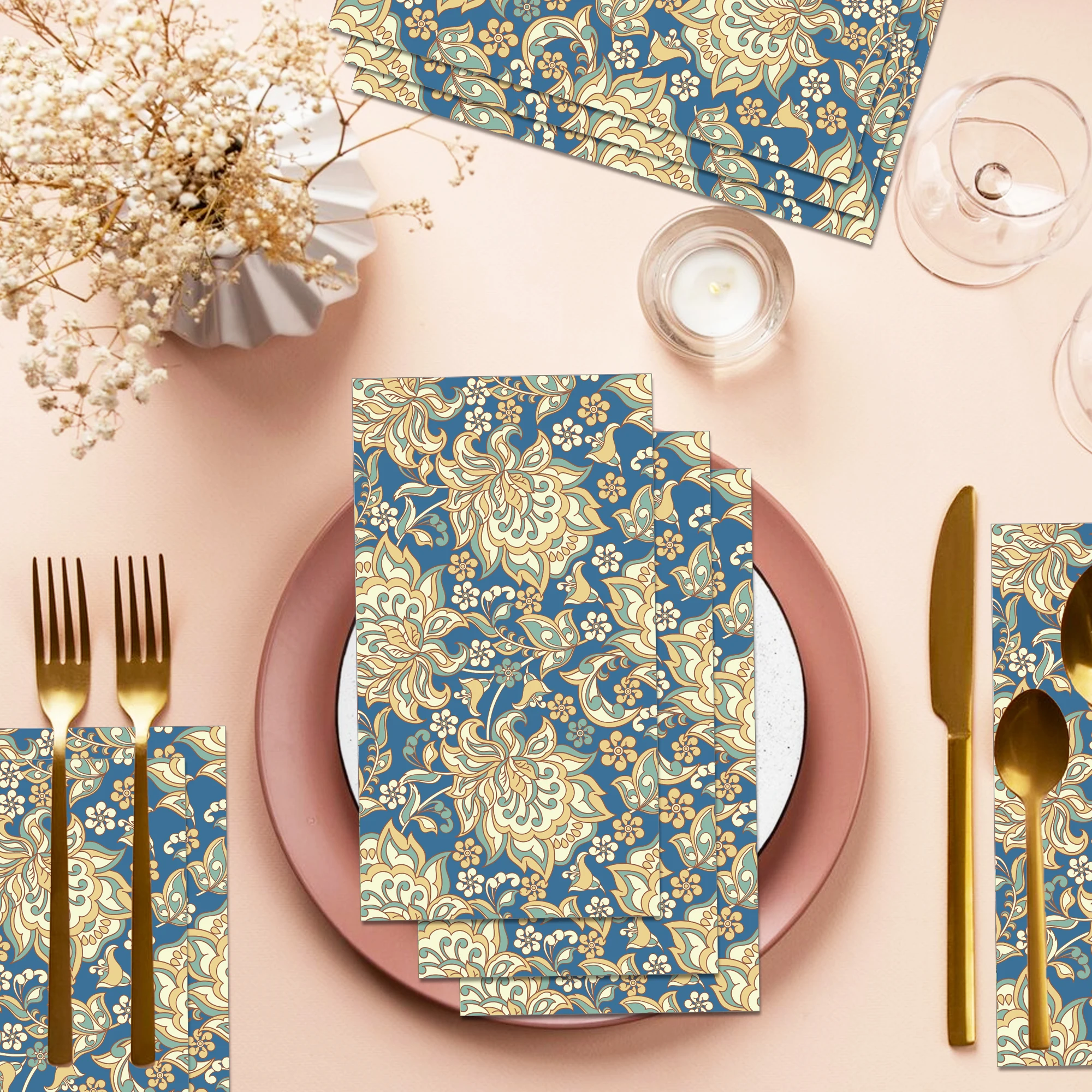 20 Stück Servietten mit chinesischen Blumen, lange Papierservietten, Hochzeit, Einweggeschirr, Servietten, Taschentücher, Geburtstag, Abendessen, Tischdekoration – Detail 14