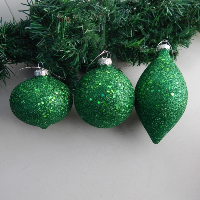 

Free Shipping 8pcs/pack Different Size Green Handmade Glass Globe Ornament Christmas Day Tree Decoration Hanging Ball Pendant