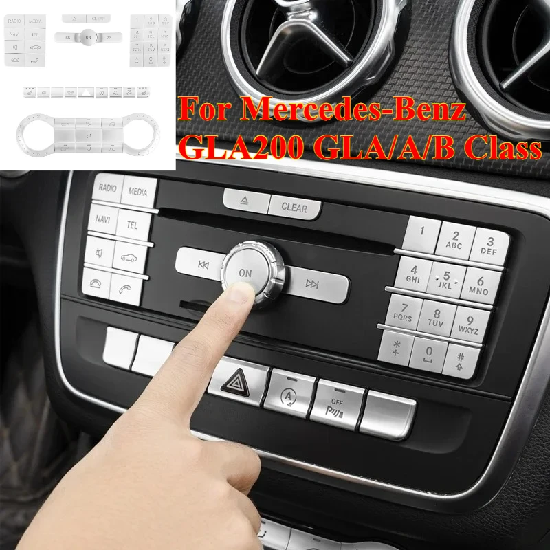 

A Set Center Console CD Multimedia Buttons Decals Trim for Mercedes-Benz GLA200 GLA/A/B Class Car Interior Stickers