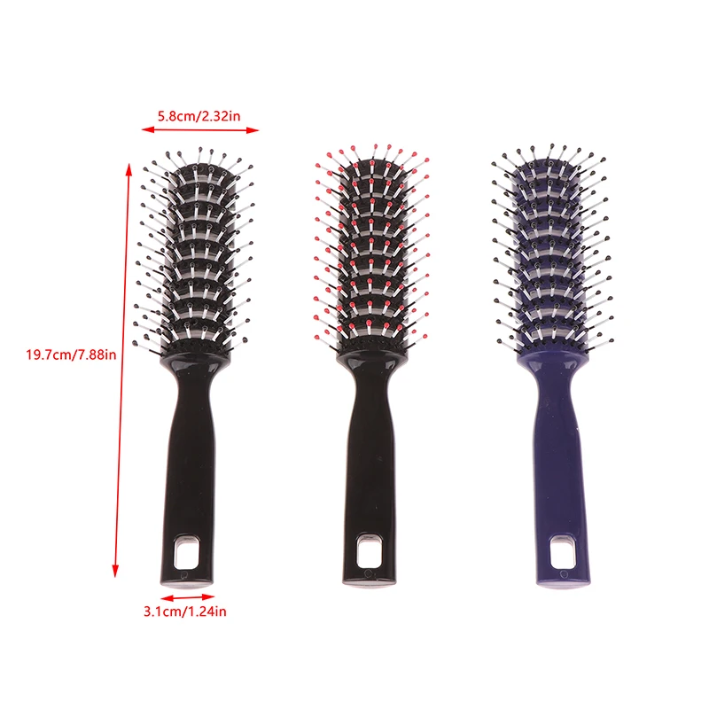 Peine cepillo de pelo con ventilación de plástico para hombre, masaje antiestático, cuidado del cabello, peine para costillas, pelo rizado, estilismo para el cabello, costillas de salón, peine de nueve filas