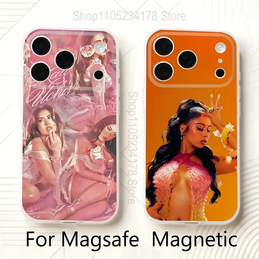 

Singer k-Kali U-Uchis Frosted Clear Magnetic Phone Case for iPhone 17,16,15,14,13,12,11 Pro,Max,Plus,Mini,Air,E
