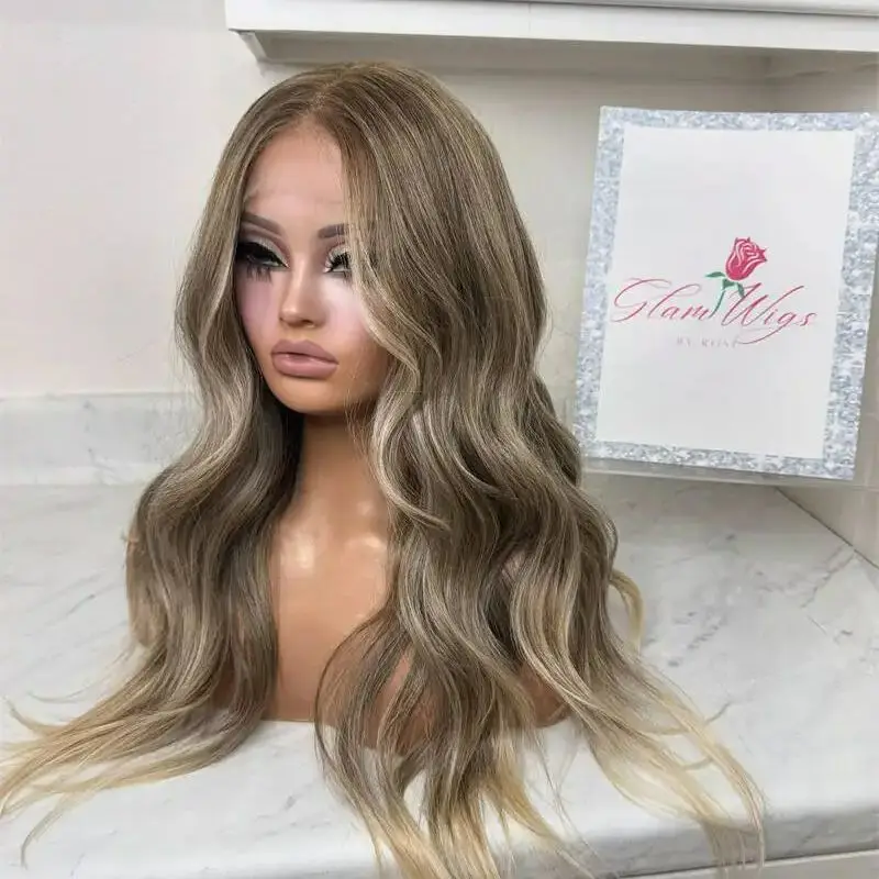 

Парик женский Ombre Коричневый Блондин Премиум Синтетический Парик Фронта Шнурка Высокого Качества Парик Предварительно Сорванные Волосы Оригинальные Фабричные Парики Партии