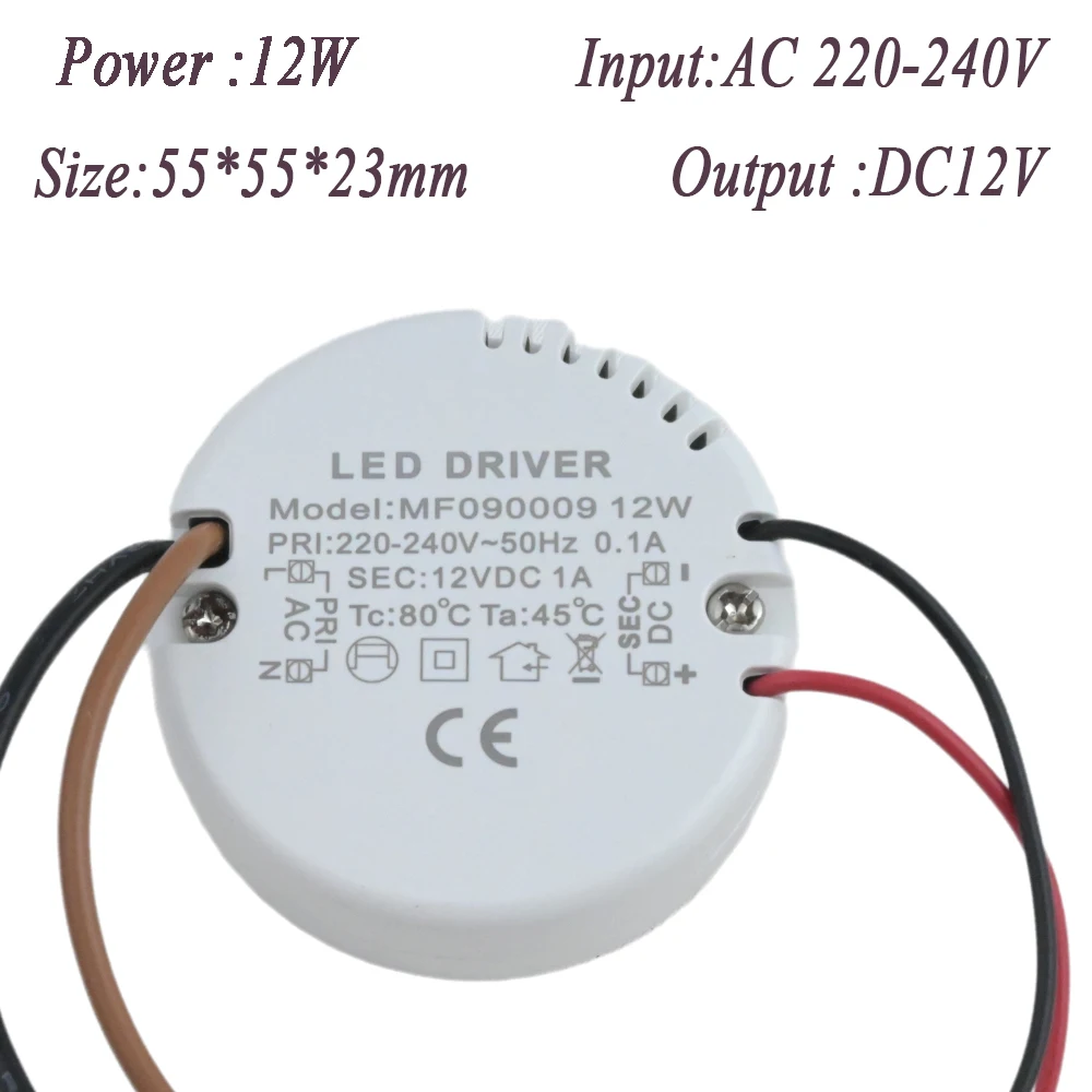 12W 15W Runder LED-Treiber AC 220-240V zu DC 12V 24V Netzteil Adapter Externer Transformator für LED-Streifenlampe Innenbeleuchtung
