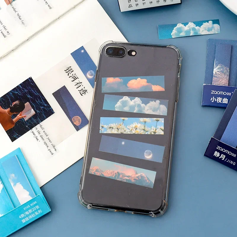 80 Sheets Ins Style Index Series Sticky Notes Landscape Series Small Fresh Guide Sticky Notes Sticky Notes Kawaii Memo Pad