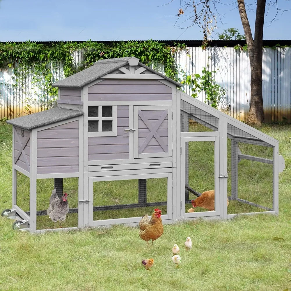 Movable Chicken House with Wheels for 2-4 Chickens or Ducks