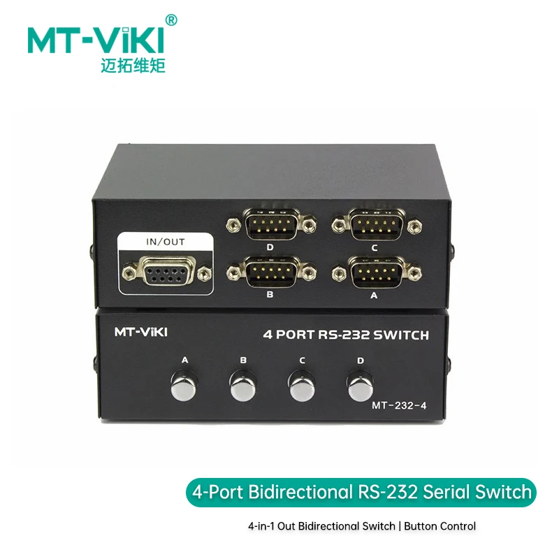 

MT-VIKI 4 порта s RS232 переключатель DB9 Pin COM порт Sharer 4 в 1 выход последовательного порта с кнопкой управления устройством