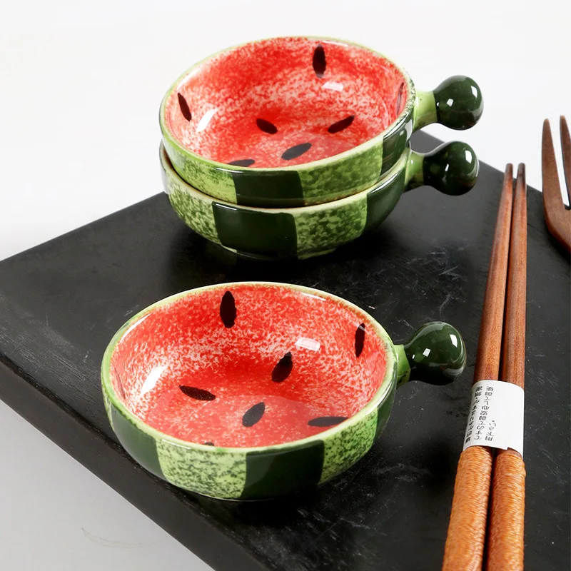 

Watermelon Ceramic Sauce Dish Hand Paint Household Seasoning Dish Creative Sushi Soy Sauce Seasoning Tray Kitchen Tableware