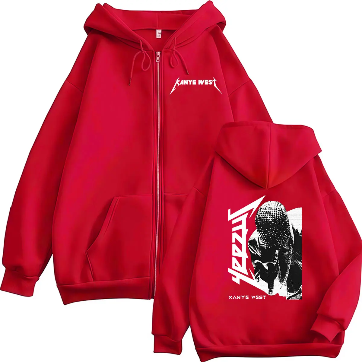 Rapper Kanye West Album 2026 Reißverschluss-Hoodie Herren Hip-Hop Vintage Pullover Sweatshirt Gothic Langarm-Jacke mit Kapuze Streetwear – Detail 4