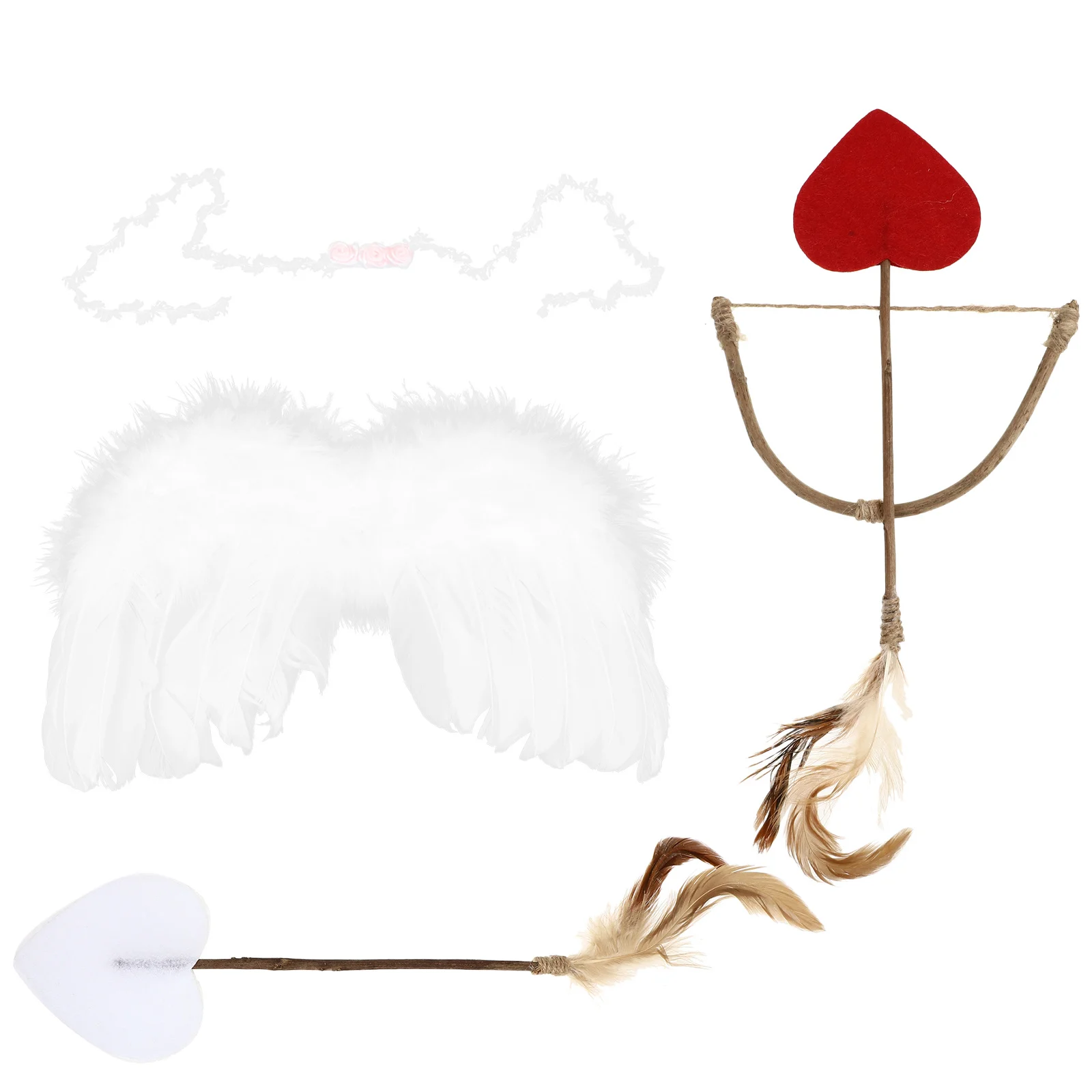 Infant Angel Wing Set with Cupid Accessories Baby Photography Props Headband Wing Bow Arrow for Newborn Cosplay Photo Session