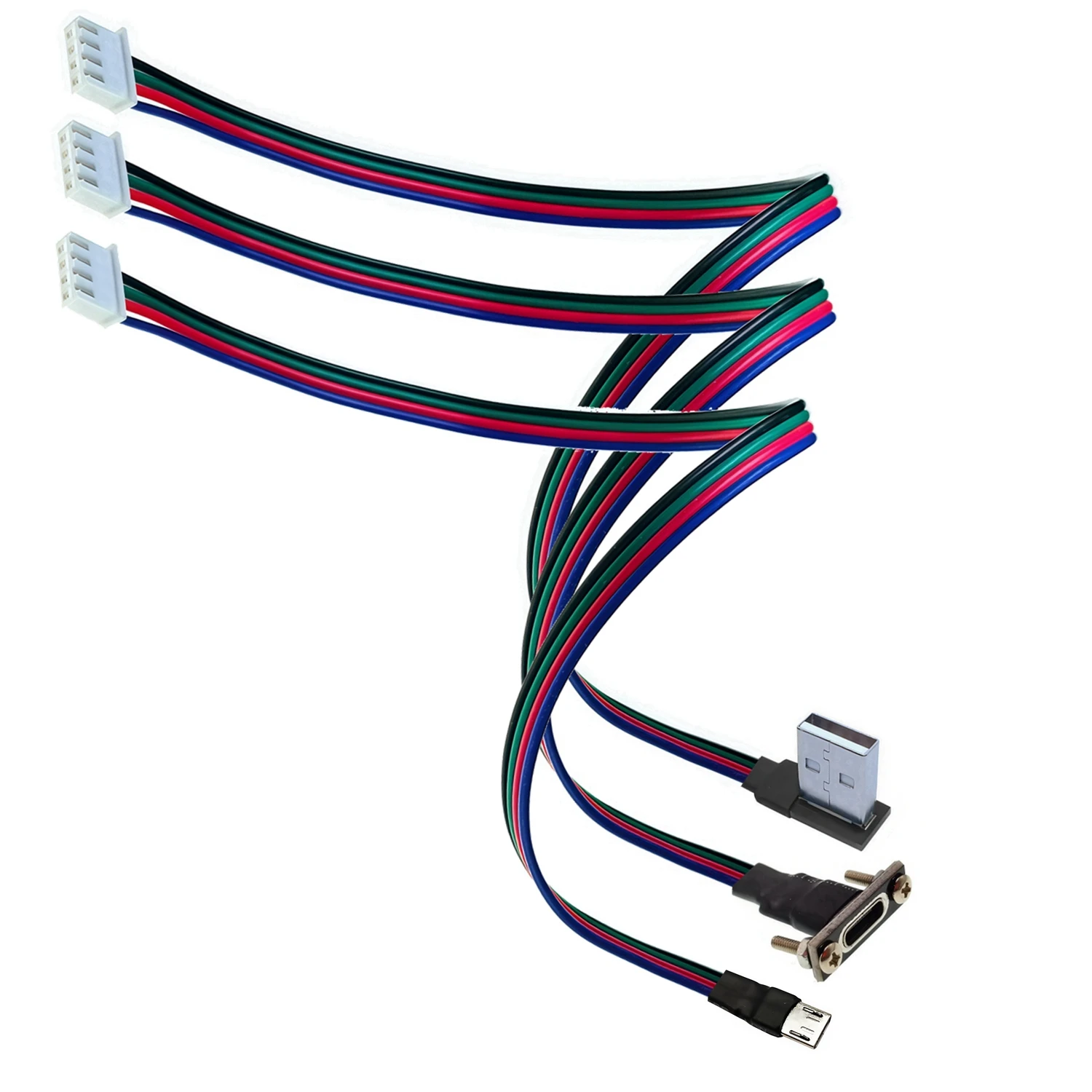 4-core power cable, USB male and female connector to XH2.54-4P, micro mini usb type-c terminal adapter, 1 unit