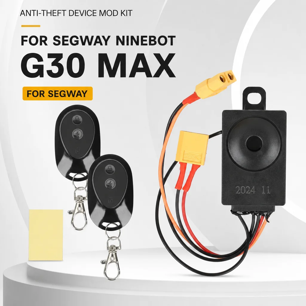 Black Waterdrop Alarm (XT60) Remote Vibration Anti-Theft Device Mod Kit for Segway Ninebot G30 Max