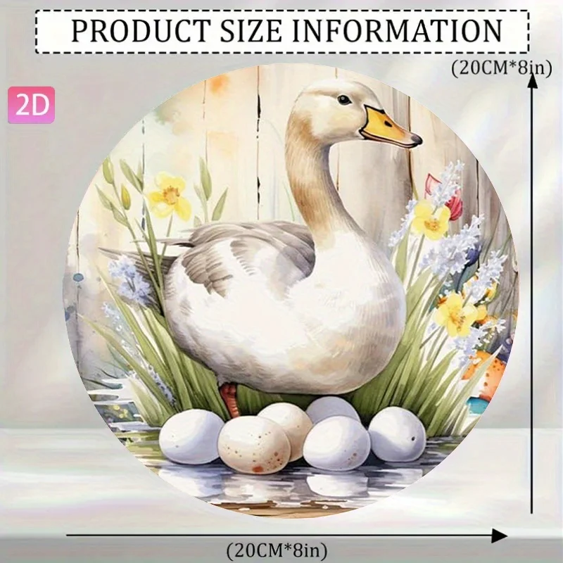 2D Flat - 2D Plane, 2D Plane + 1pc of Watercolor Easter Duck 14 Inch Vintage Wall Decor Aluminum Sign, Suitable for Courtyard, G