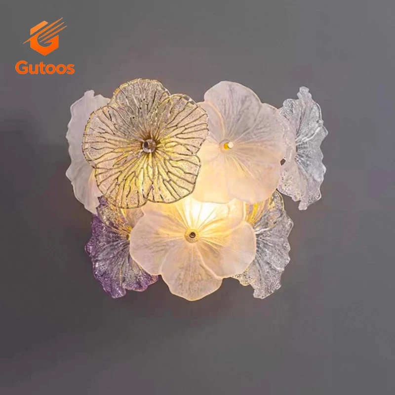 New French-style Cream-colored Bedroom Bedside Wall Lamp Light Luxury Floral Master Bedroom Living Room Tv Background Wall Light