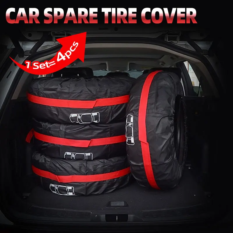 4Pcs/Lot Universal Spare Tire Cover Case Waterproof Dust-UV Polyester Auto Wheel Tires Storage Accessories Auto Wheel Protector