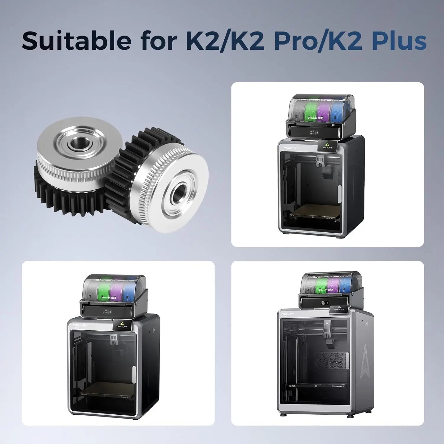 Creality, 2 шт., комплект экструзионных шестерен K2 Plus/K2/K2 Pro, оригинальные моторные шестерни экструдера K2 Plus, аксессуары, детали 3D-принтера