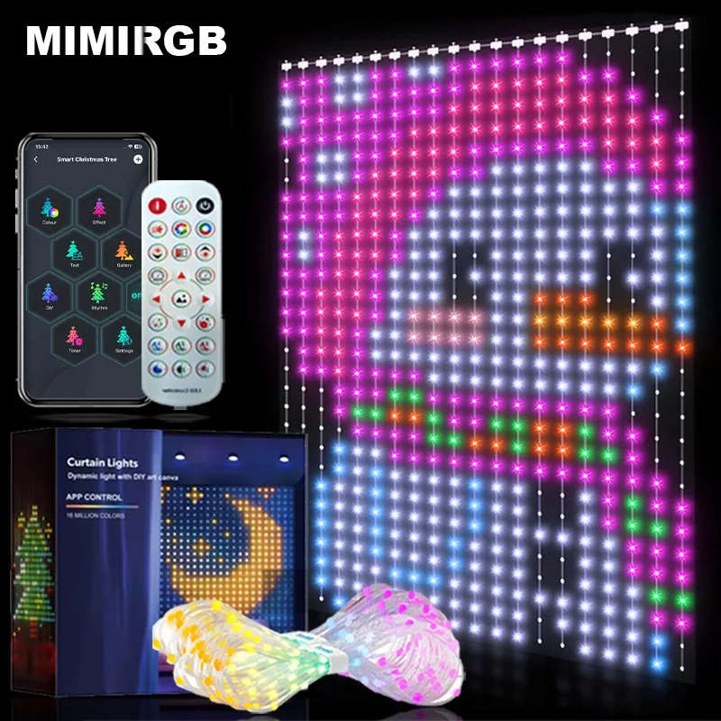 400個のledスマートカーテンライト、アプリリモコン付き、音楽同期、クリスマスカーテンストリング、屋外用フェアリーライト