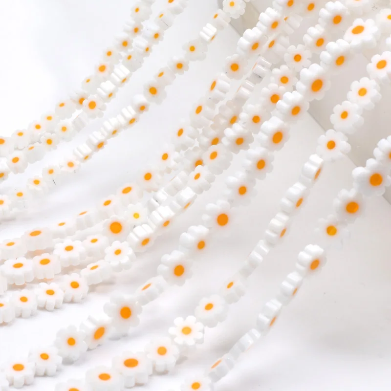 4-8mm Flower Lampwork Glass Flat Beads for Jewelry Making