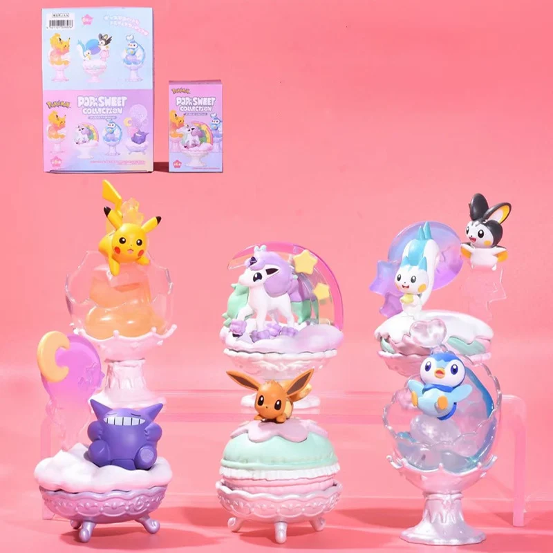 Kawaii dos desenhos animados re-mantem pokemon eevee pikachu pônei piplup pachirisu anime figura de ação modelo presentes para aniversário menino e menina