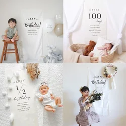 Ins Birthday Decoration Tapestry 100DAYS Happy Birthday 1st Birthday Background Cloth Children Room Hanging Wall Decor Tapestry