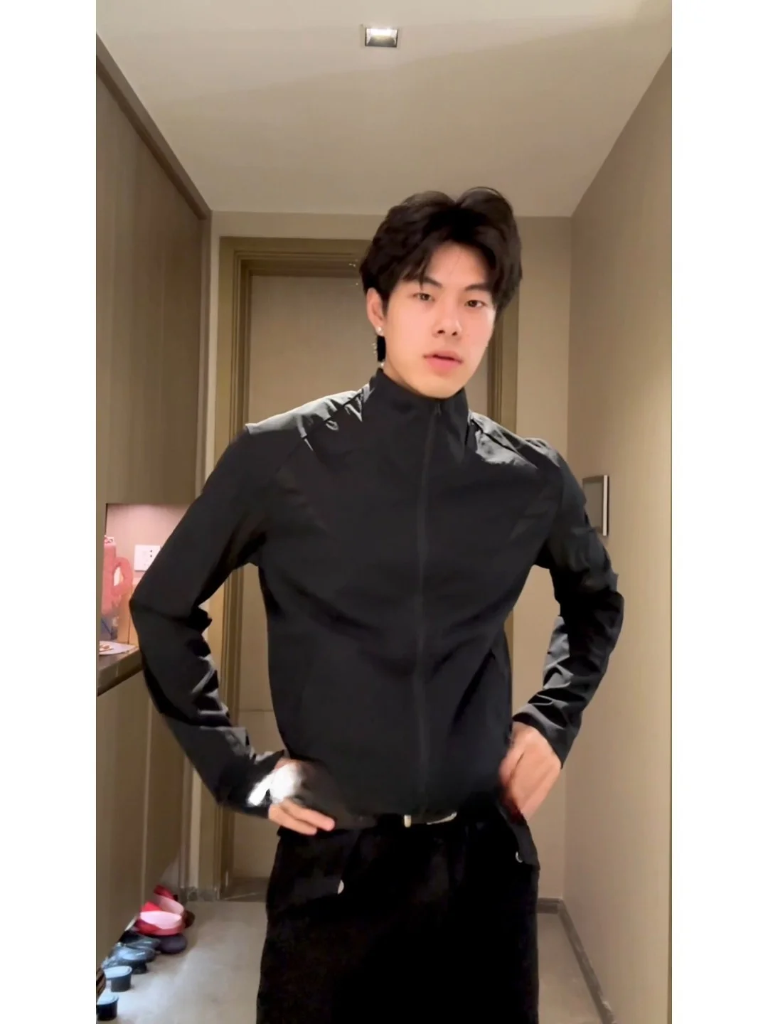 Black Breathable Stand Collar Sporty Light Quick Dry Ice Silk Fishing Jacket Men's Summer Riding Clothes Sun Protection Outer...