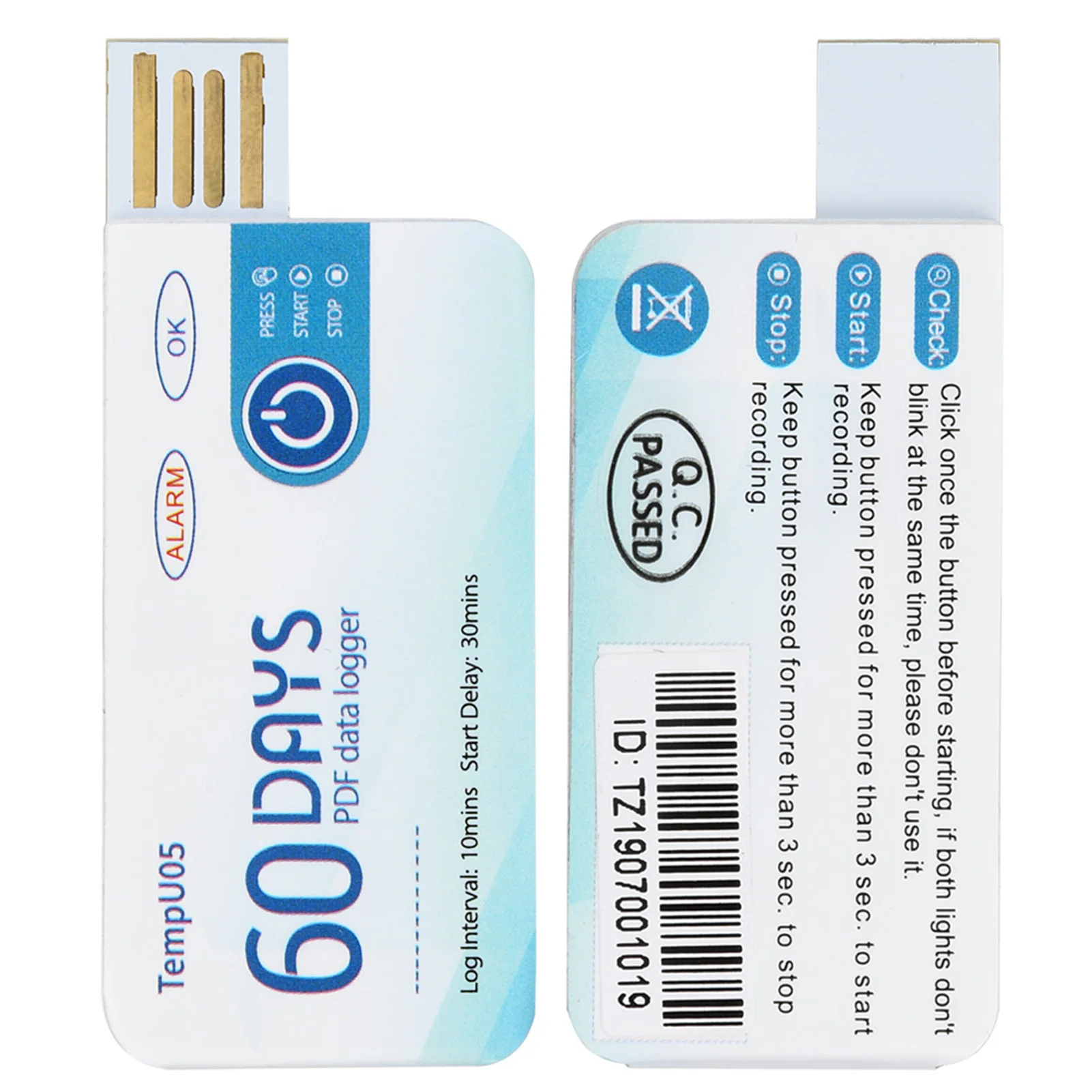 TempU05 Single Use Temperature Data Logger Disposable USB Temperature Recorder PDF Report Single Use Temperature Recorder
