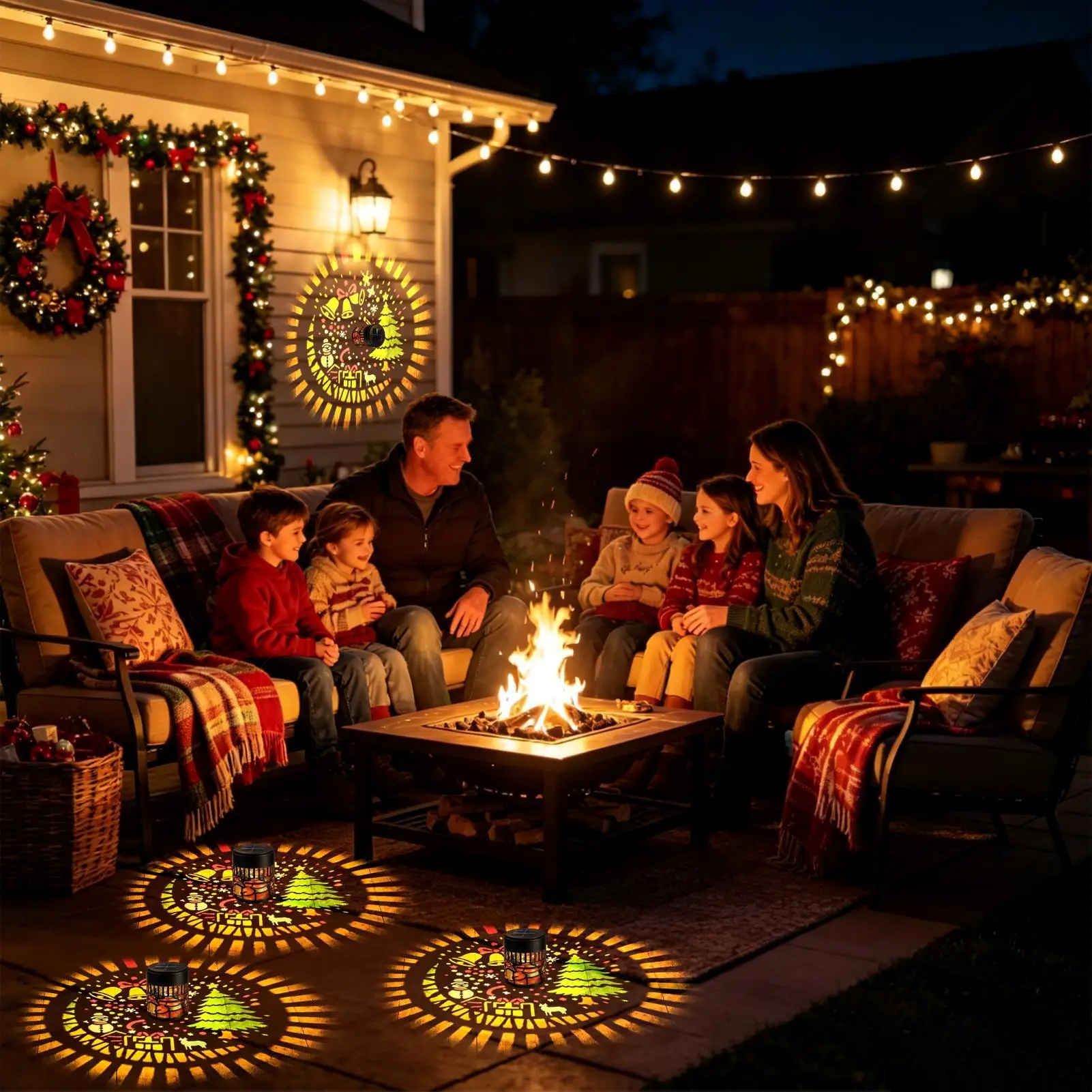 Solar Projector Wall Light Weatherproof Christmas Lighting Solar Powered Christmas Projection Lights For Home Garden Yard Lawn