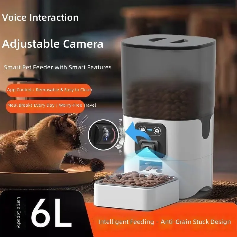 Smart Automatic Pet Feeder for Cats and Dogs with Timer Precision Portion Control Large Capacity APP Remote Monitoring and