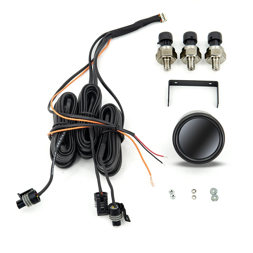 Air Pressure Gauge 2inch Car PSI Boost Gauge Meter Three LED Red Digital Display Air Pressure Sensor Kit Digital Gauge 3