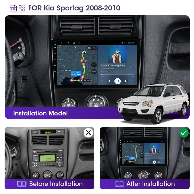 JMCQ-Radio Multimedia con GPS para coche, reproductor de vídeo con Android, 4G, WiFi, 2 din, Carplay, para Kia Sportage 2, años 2008 a 2010