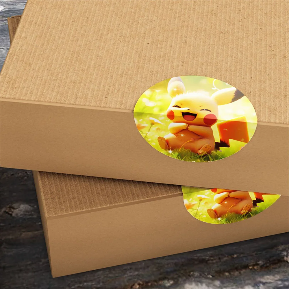 500 قطعة/لفة بيكاتشو الكرتون بوكيمون ختم ملصق DIY بها بنفسك بولي كلوريد الفينيل محمول الشارات الديكور ملصق مكافأة هدية لعبة